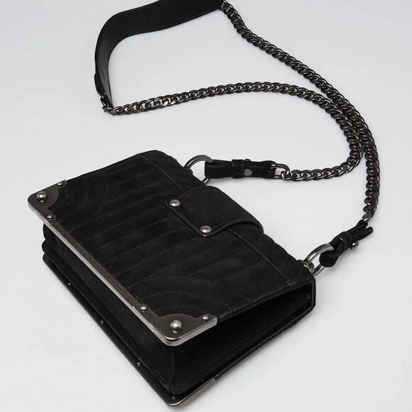 Prada Black Quilted Suede Cahier Bag 1BH018 - Picture 7 of 11